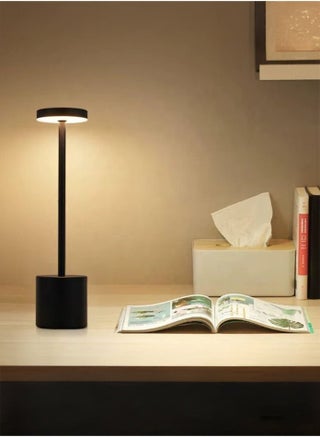 Modern LED Rechargeable Cordless Table Lamp with Touch Sensor, Aluminum Shell, 3 Levels Brightness, USB-C Charging Port, 3000K Portable Metal Bedside Lamp – Black & Gold - view 2